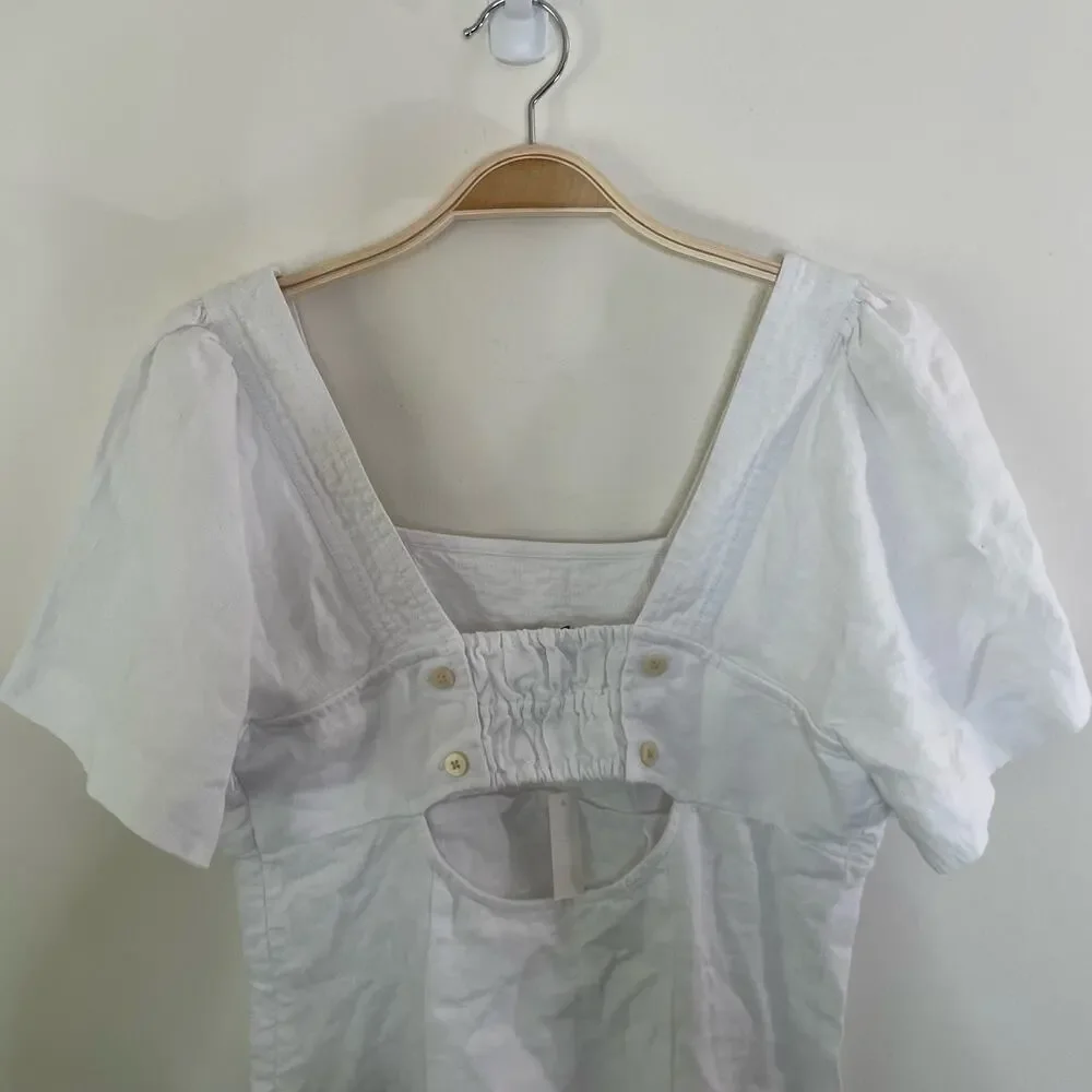 NWT Madewell Square-Neck Mini Dress in‎ 100% Linen Size 6 White Sundress NP764 - Picture 4 of 9